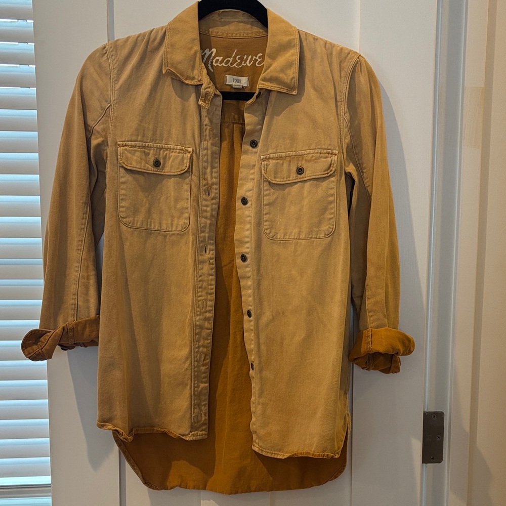 Madewell Tan/Mustard Colored Button-Front Utility Shirt